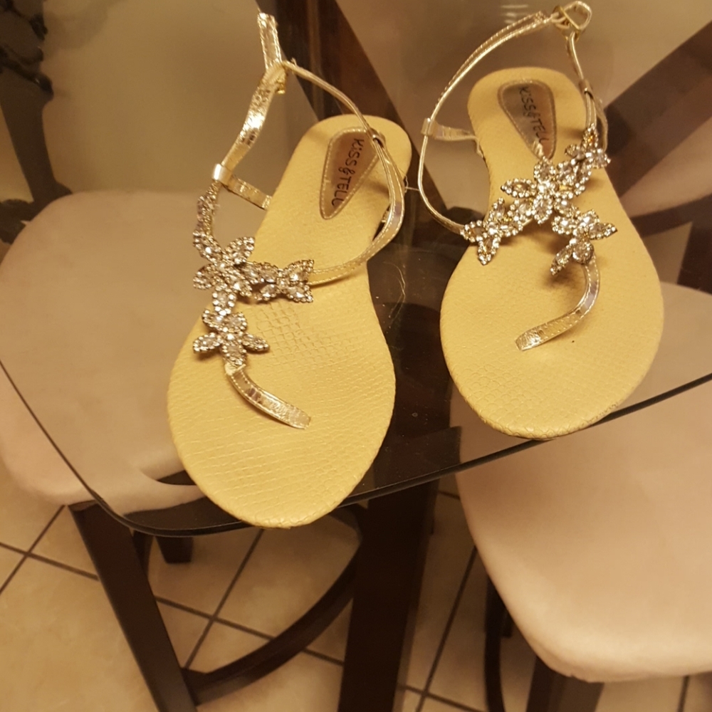 Crystal embellished flat sandals